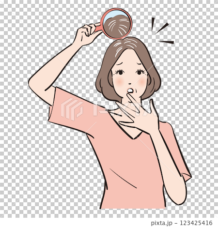 Adult woman with medium length hair suffering from hair problems 123425416