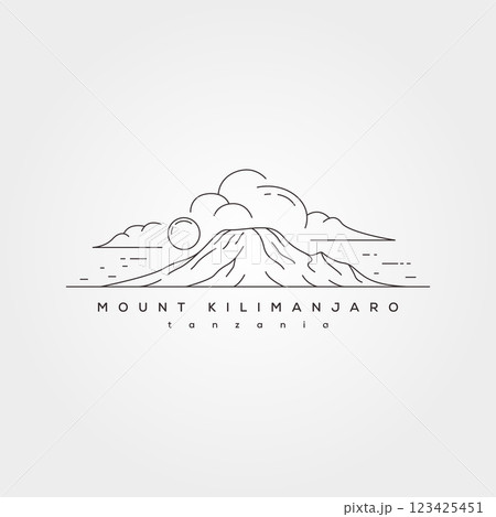 mount kilimanjaro landscape line art vector symbol illustration design, tanzania mountain national park minimal design 123425451