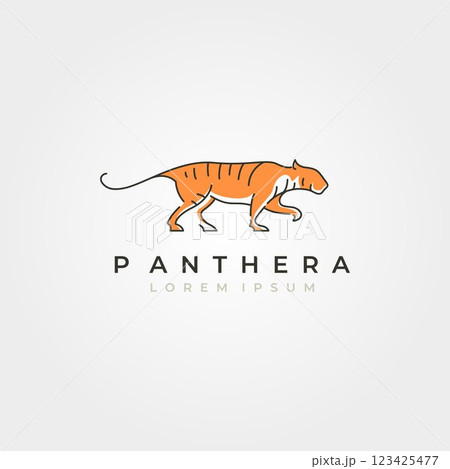 panthera tigris tiger icon logo vector symbol illustration design, animal line art logo 123425477
