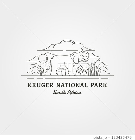 vector of line art kruger national park logo design, elephant on kruger national park label design vector of line art kruger national park logo design, elephant on kruger national park label design 123425479