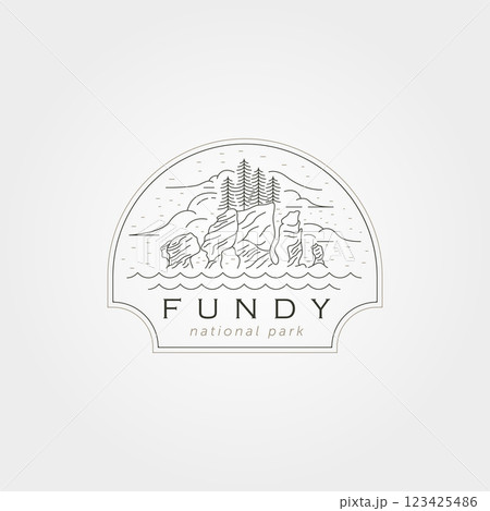 beautiful sea at fundy national park line art logo vector illustration design beautiful sea at fundy national park line art logo vector illustration design 123425486