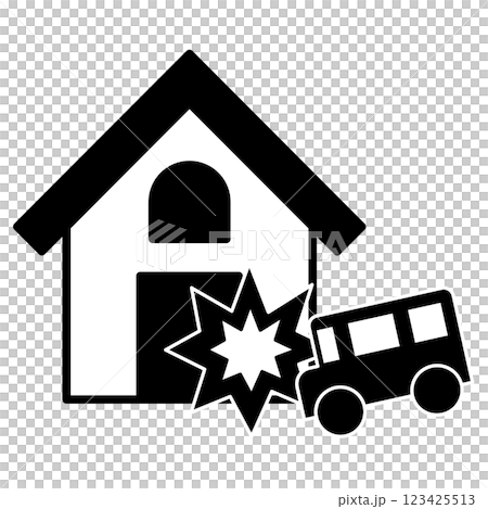 Illustration of a car hitting a house Illustration of a car hitting a house 123425513