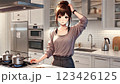料理に悩む女性｜キッチンで困惑する日本人女性 123426125