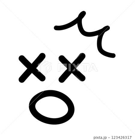 手書きのかわいい絵文字・顔文字アイコン　ショック　ガーン　黒 123426317