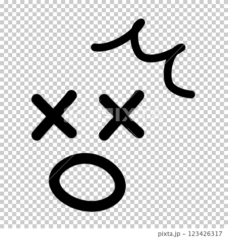 手書きのかわいい絵文字・顔文字アイコン　ショック　ガーン　黒 123426317