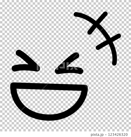 Hand-drawn cute emoticons and emoticons icons: smile, laughter, black Hand-drawn cute emoticons and emoticons icons: smile, laughter, black 123426320