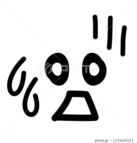 手書きのかわいい絵文字・顔文字アイコン ショック ガーン 汗 黒の