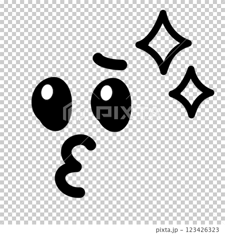 手書きのかわいい絵文字・顔文字アイコン　ぶりっ子　うるうる　感動　黒 123426323