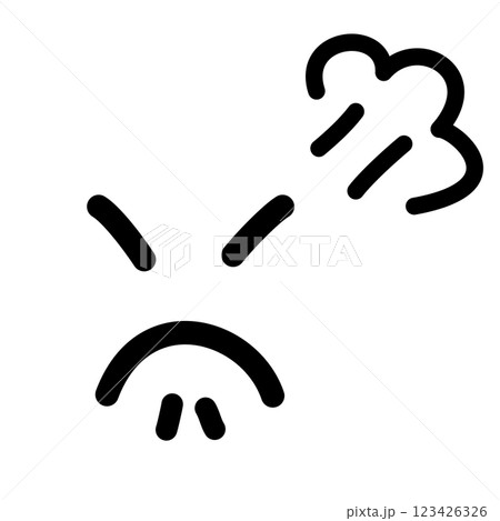 怒る　手書きのかわいい絵文字・顔文字アイコン　黒 123426326