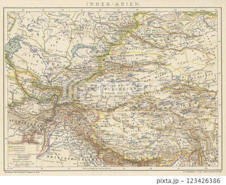 20世紀初頭　世界地図　中央アジア 123426386