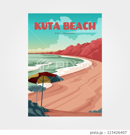 kuta beach bali travel poster vector illustration design kuta beach bali travel poster vector illustration design 123426407
