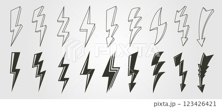 set of lightning flash vector icon symbol illustration design, lightning various illustration design set of lightning flash vector icon symbol illustration design, lightning various illustration design 123426421