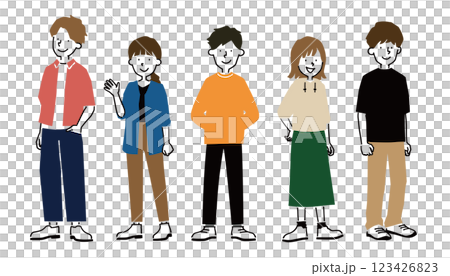 Illustration of young people standing, men and women 123426823