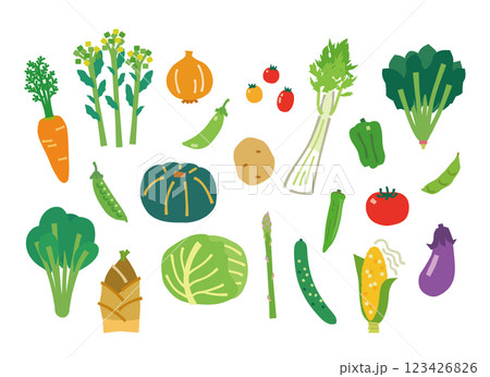 新鮮春夏野菜のイラスト 新鮮春夏野菜のイラスト 123426826