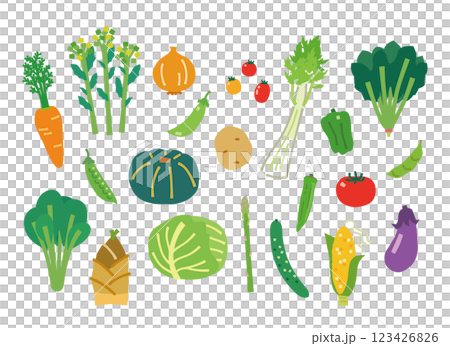 新鮮的春夏蔬菜插畫 123426826