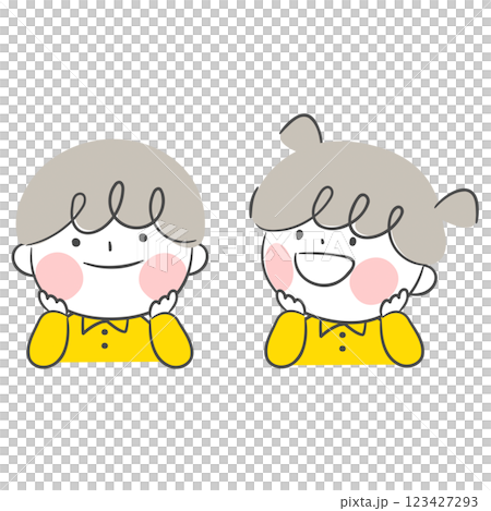 Character illustration of children resting their chin 123427293