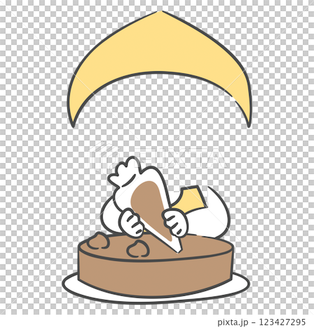 Character illustration of children making a cake with a face cutout baking class 123427295