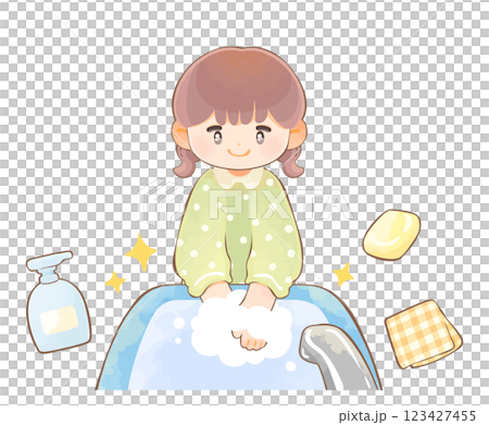 Child girl washing hands 123427455