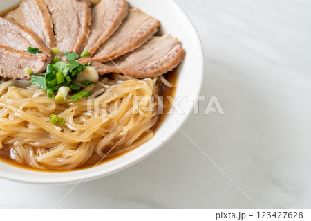 duck noodles with stewed duck soup 123427628