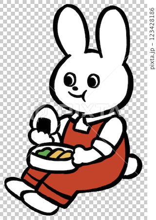 一隻兔子吃湯圓的插圖 123428186