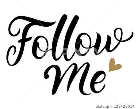 かわいい文字のFollowme／手書き文字（ベクター背景透過）AI生成 123429014
