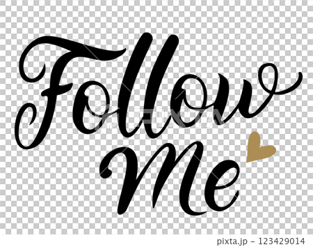 かわいい文字のFollowme／手書き文字（ベクター背景透過）AI生成 123429014
