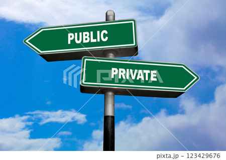 Public or Private - Direction signs Public or Private - Direction signs 123429676