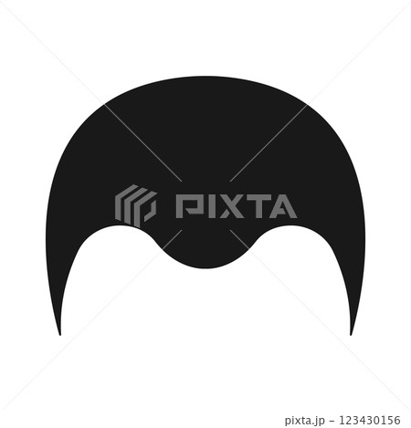 Smooth black hair silhouette, bald patch of head, receding hairline 123430156