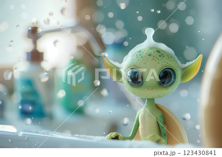 お風呂に入る宇宙人 123430841