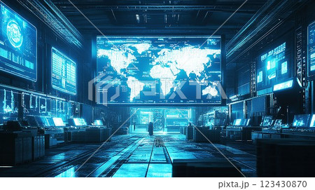 近未来のハイテク監視センター 近未来のハイテク監視センター 123430870
