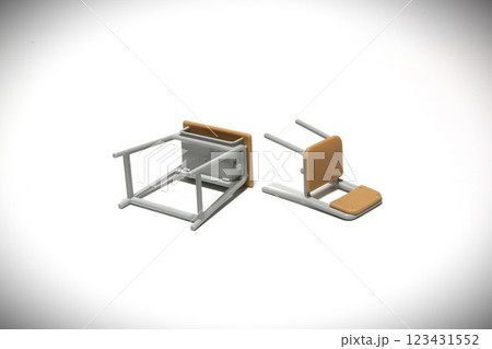 ミニチュアのイスと机 学校イメージ いじめ 暴力 ミニチュアのイスと机 学校イメージ いじめ 暴力 123431552