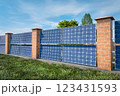 Solar panel fence - 3d rendering 123431593
