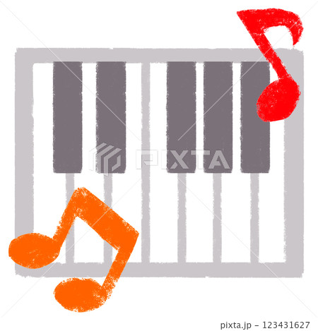 シンプルイラスト クレヨンタッチ ピアノの練習 シンプルイラスト クレヨンタッチ ピアノの練習 123431627