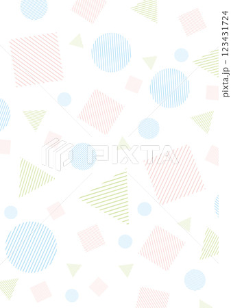 カラフルでシンプルな図形とストライプの背景イラスト カラフルでシンプルな図形とストライプの背景イラスト 123431724