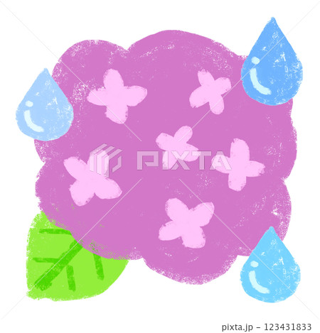 シンプルイラスト　クレヨンタッチ　紫陽花の季節 123431833