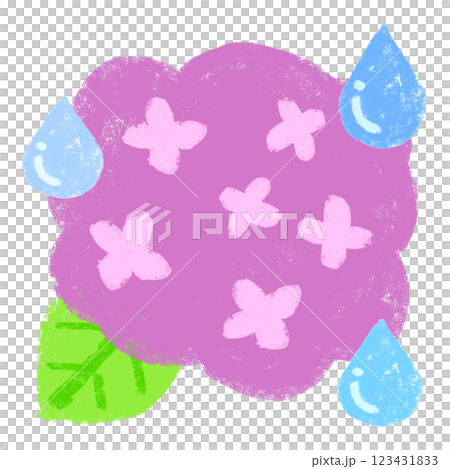 シンプルイラスト　クレヨンタッチ　紫陽花の季節 123431833