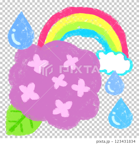 Simple illustration, crayon touch, hydrangea season 123431834