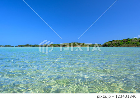 沖縄・石垣島の透明度抜群なエメラルドグリーンの海 123431840
