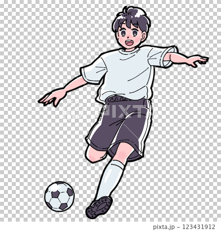 サッカーをする男の子のイラスト 123431912