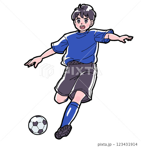 サッカーをする男の子のイラスト 123431914
