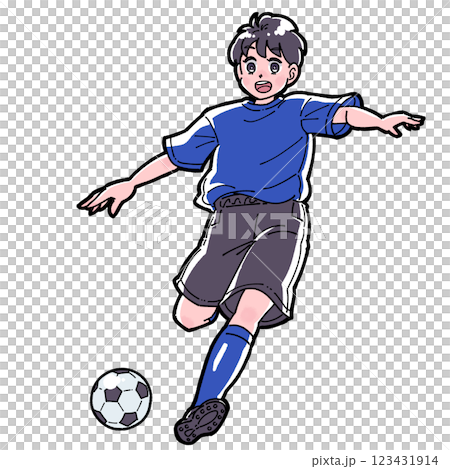 サッカーをする男の子のイラスト 123431914