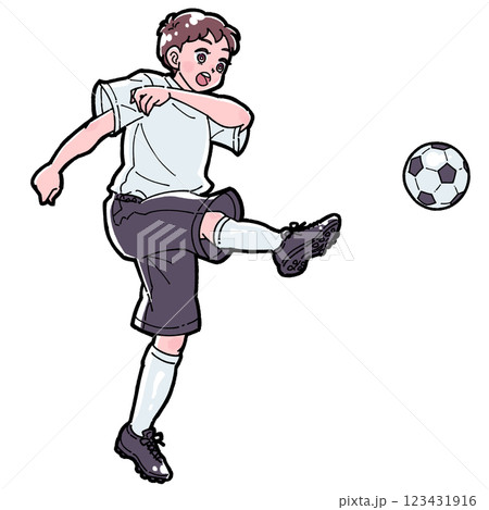サッカーをする男の子のイラスト サッカーをする男の子のイラスト 123431916