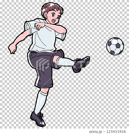 サッカーをする男の子のイラスト サッカーをする男の子のイラスト 123431916