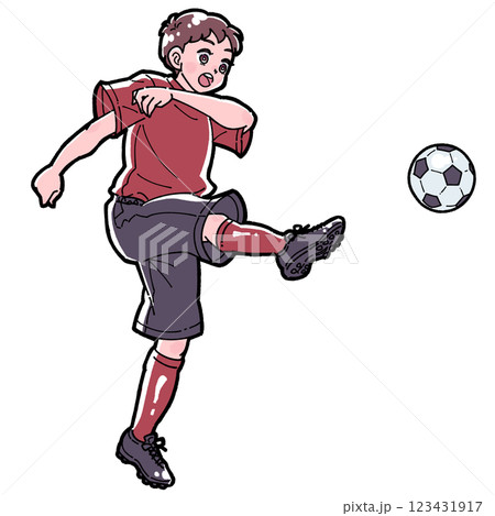 サッカーをする男の子のイラスト サッカーをする男の子のイラスト 123431917