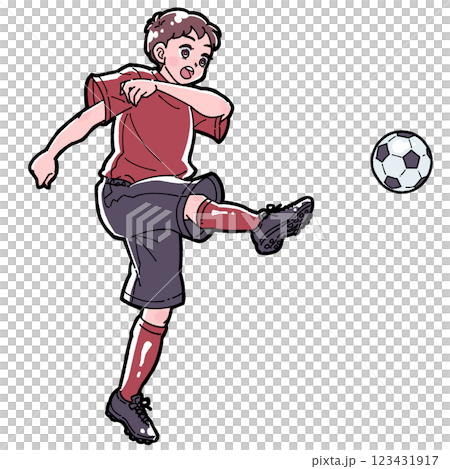 サッカーをする男の子のイラスト サッカーをする男の子のイラスト 123431917