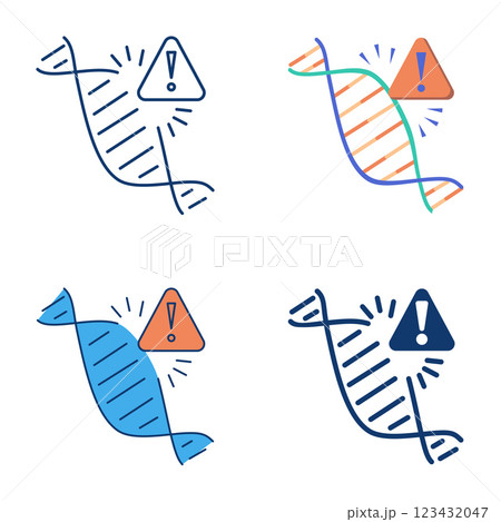 DNA break icon set in flat and line style DNA break icon set in flat and line style 123432047