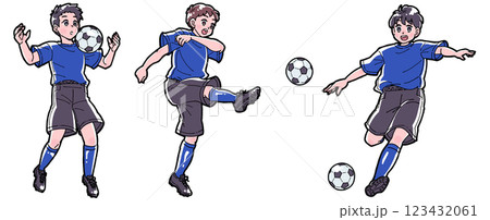 サッカーをする男の子のイラストセット 123432061