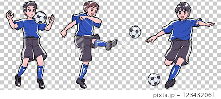 サッカーをする男の子のイラストセット 123432061