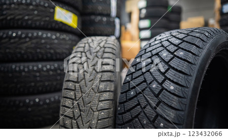 Comparison of old and new studded car tires. Comparison of old and new studded car tires. 123432066