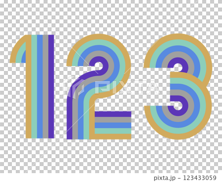 1,2,3 数字 ナンバー デザイン 虹 カラー3 1,2,3 数字 ナンバー デザイン 虹 カラー3 123433059